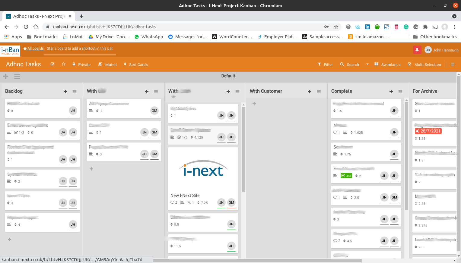 I-nBan project board in list view